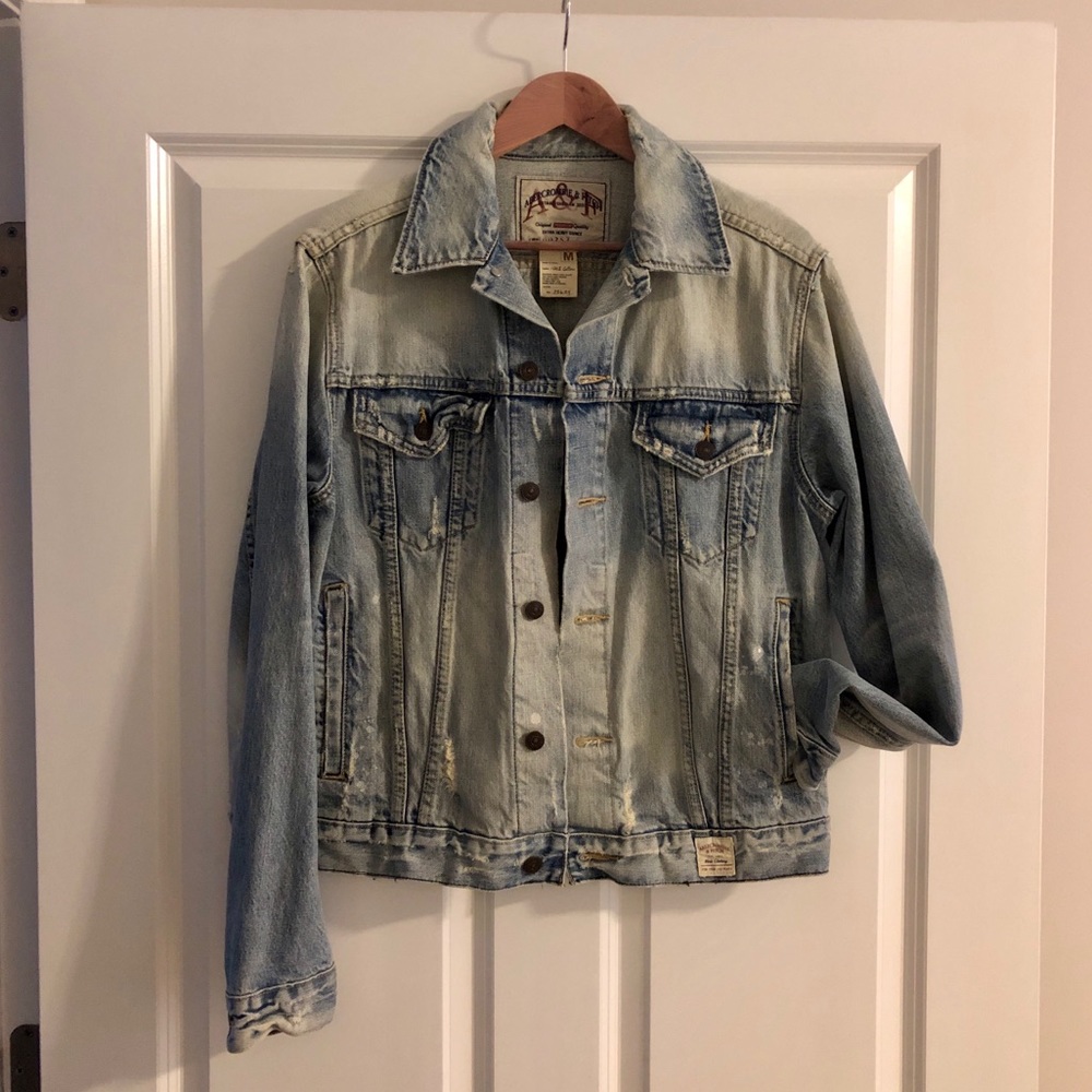 A&F Distressed Heavy Trucker Denim Jacket